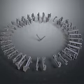 Metallic Mechanical Equipment Parts In Circular Arrangement With Various Shapes