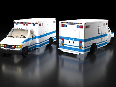 Ambulance 120 American Ambulance European Medical Car Medical Car Van Parking Toy Props Game Decoration Atmosphere 3d model