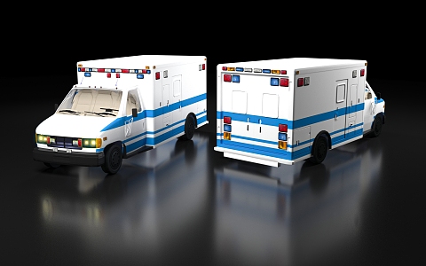 Ambulance 120 American Ambulance European Medical Car Medical Car Van Parking Toy Props Game Decoration Atmosphere 3d model