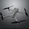 White Modern Drone with Four Propellers and Orange Accents 3d model