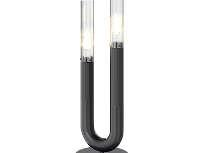 Modern U Shaped Black Desk Table Lamp With Transparent Tubes And LED Lights 3d model