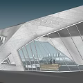 Modern Commercial Complex With Geometric Buildings Central Courtyard And Surrounding Roads