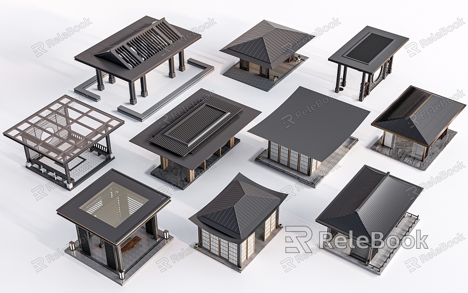 New Chinese Pavilion Landscape Pavilion Courtyard Pavilion Gazebo Gazebo model