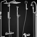 Modern Chrome Shower System With Rainfall Head Handheld Shower And Flexible Hose 3d model