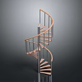 Modern Spiral Staircase Design With Metal Railings And Wooden Steps