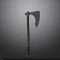 Vintage Axe Weapon With Metal Blade And Wooden Handle Design