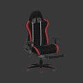 Ergonomic Gaming Chair Black Red With White Stripes Armrests Footrest Leather Design Rolling Wheels