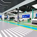 Professional 4S Car Store Spacious Bright Workshop Design With Complete Auto Maintenance Equipment And Display Vehicles