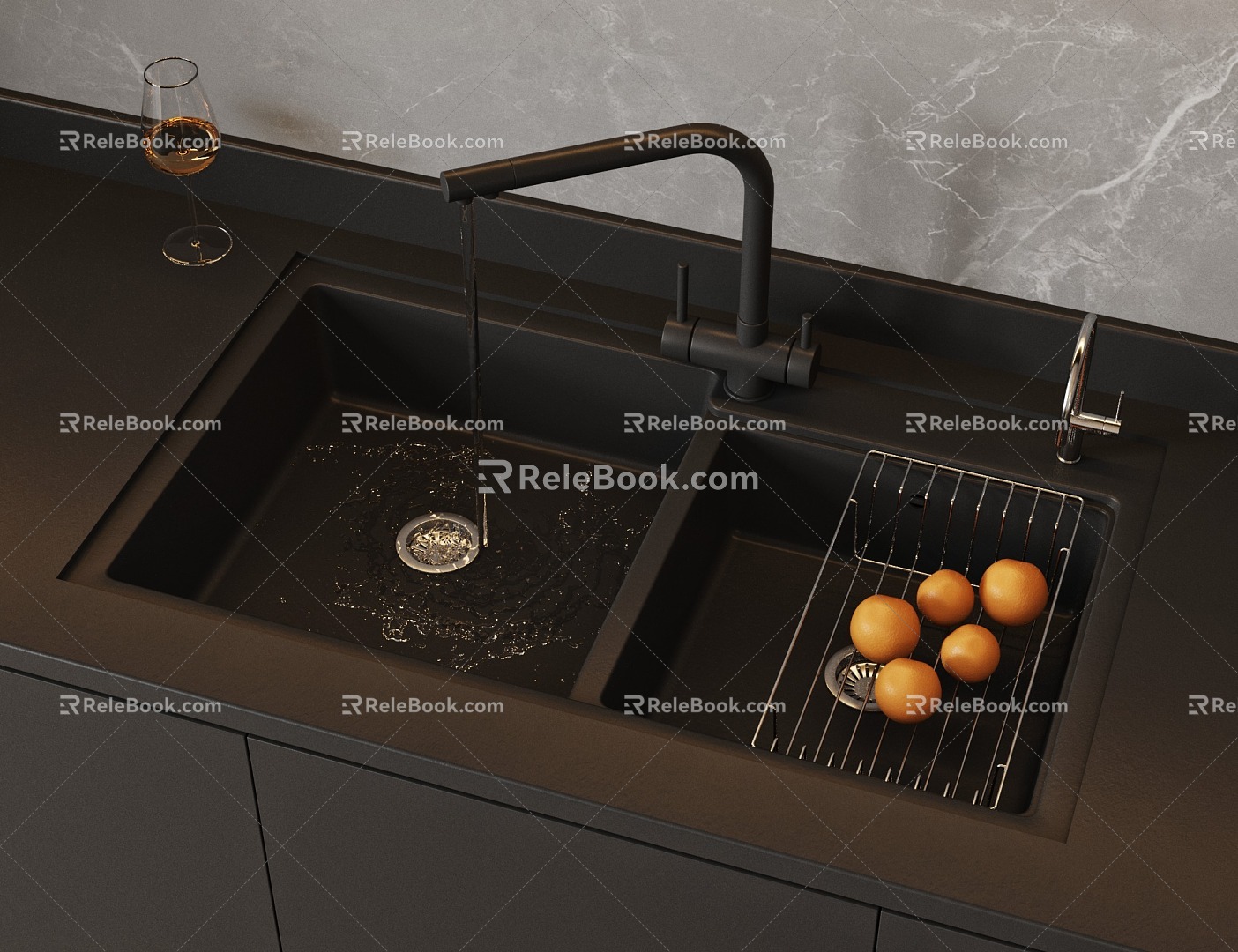 Kitchen Sink Vegetable Basin Sink Sink under counter basin 3d model