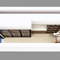 Hotel Public Laundry Area With Washing Machines Dryers Wooden Shelves And Baskets