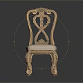 Elegant Golden Dining Chair With Carved Backrest Curved Legs And Light Padded Seat