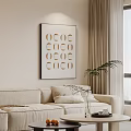 Minimalist Living Room Interior With Beige Sofa Floor Lamp And Decorative Painting