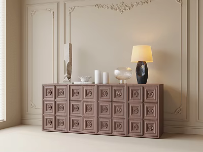 Antique Side Cabinet Entrance Cabinet Sideboard Table Lamp Jewelry Ornaments 3d model