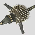Black Reptile with Spiked Back Sharp Teeth and Clawed Feet 3D Render 3d model