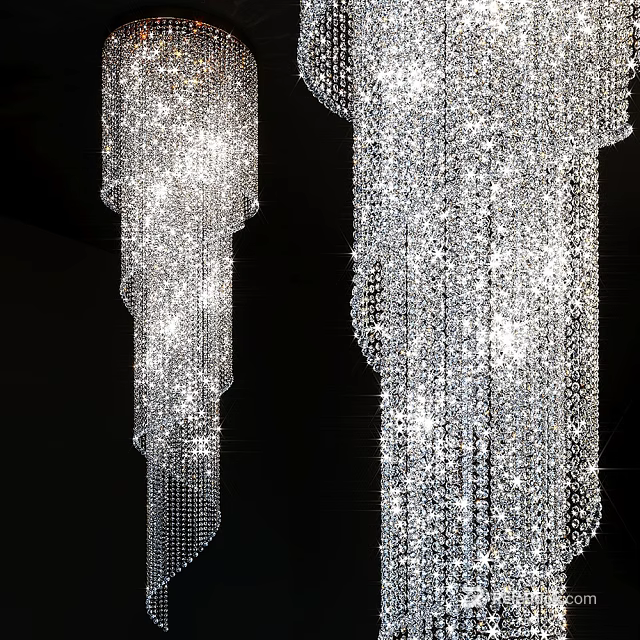 Luxurious Sparkling Crystal Chandelier With Elegant Hanging Design And Bright Illumination 3d model 