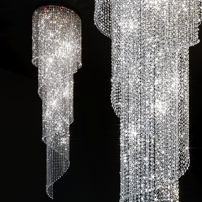 Luxurious Sparkling Crystal Chandelier With Elegant Hanging Design And Bright Illumination 3d model