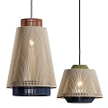 Modern Woven Pendant Lights With Colored Tops And Soft Glowing Illumination