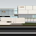 Modern Sales Office Building With Glass Curtain Wall And Minimalist Exterior Design