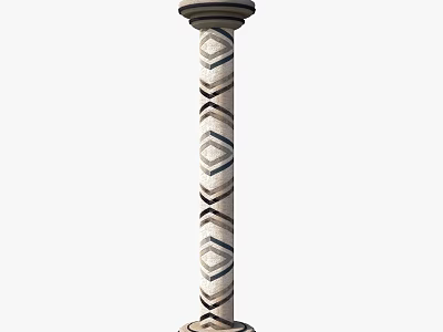 Ornate Stone Pillar With Geometric Diamond Pattern And Classic Base Design 3d model