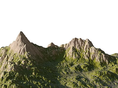 Panoramic View Of Scenic Mountain Range With Lush Green Vegetation And Rocky Peaks 3d model