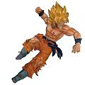 Super Saiyan Goku Action Figure With Golden Spiky Hair Orange Outfit Muscular Build Dynamic Fighting Pose