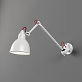 Modern Adjustable Wall Lamp With White Lampshade And Red Accents On Grey Wall