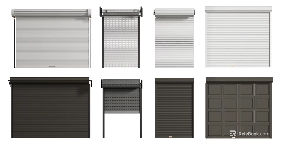 Different Types Of Modern Roller Shutters With Various Designs And Colors 3d model 