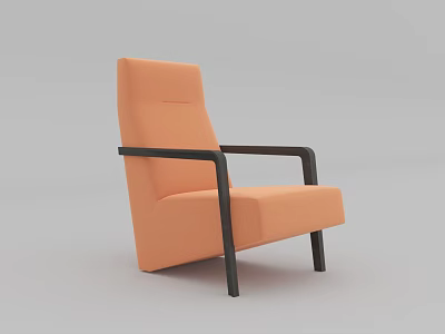 Modern Orange Single Sofa With Black Armrests Black Legs And Upholstered Fabric 3d model