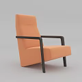 Modern Orange Single Sofa With Black Armrests Black Legs And Upholstered Fabric