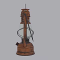 Vintage Kerosene Lamp With Retro Metal Frame Glass Shade And Antique Design Details