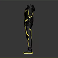 Black And Yellow Hooded Outfit With Striped Design Gloves And Shoes 3d model