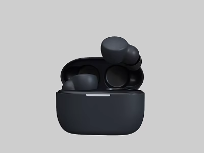 Sleek Modern Black Wireless Headphones with Charging Case and Earbuds Removed 3d model