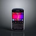 BlackBerry Smartphone Front View With Illuminated Screen And Physical Keyboard 3d model