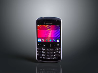 BlackBerry Smartphone Front View With Illuminated Screen And Physical Keyboard 3d model