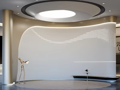 Modern Reception Background Wall With Lighting And Sculpture 3d model