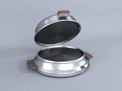 Stainless Steel Cooking Pot With Lid Featuring Spiral Pattern And Wooden Handles For Kitchen Use 3d model