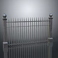 Metal Fence With Spiked Rails Ball Finials And Concrete Posts