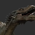 Realistic Reptile Head with Scaly Skin Sharp Spikes Open Mouth and Extended Tongue