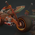 Futuristic Motorcycle With Green And Red Body Accents Blade Like Components And Large Wheels