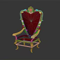 Luxurious Ornate Royal Chair Featuring Golden Frame Red Upholstery And Decorative Accents
