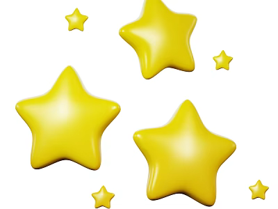 Yellow Star Shaped Decorative Ornament Set For Home Decoration 3d model