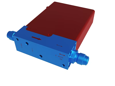 Red And Blue Industrial Device With Mechanical Connector And Housing Structure 3d model