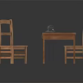 Rustic Wooden Dining Chairs With Matching Wooden Table And Simple Classic Design