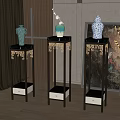 Elegant Chinese Decorative Flower Stand With Drawers And Vase