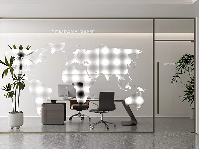 Modern Partition Office Glass Partition Modern Desk Decal Glass 3d model