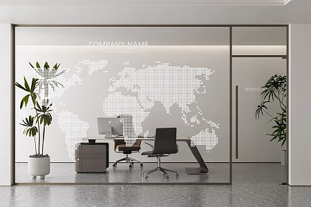 Modern Partition Office Glass Partition Modern Desk Decal Glass 3d model