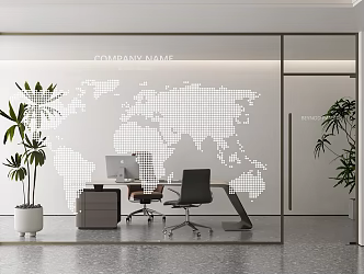 Modern Partition Office Glass Partition Modern Desk Decal Glass 3d model