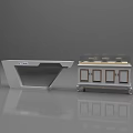 Modern White Display Shelf with Sleek Geometric Design and Slanted Edges for Retail Showrooms