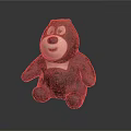 Brown Plush Stuffed Bear Toy With White Belly Red Nose And Black Eyes