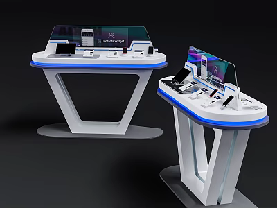 Modern Display Shelves with White Blue Accents Geometric Base for Electronic Product Showcase 3d model